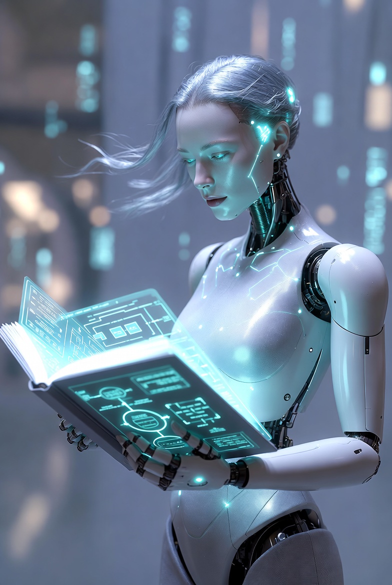 A persona reading from a glowing book of phases